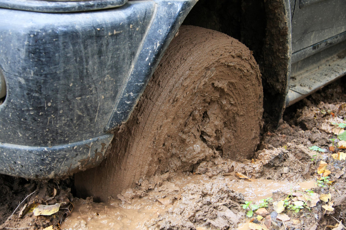 vehicle stuck in mud